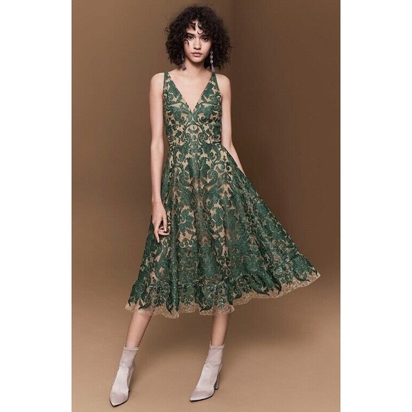 holiday midi dresses women Just To Know You Emerald Green Floral Midi Dress – Shop the Mint